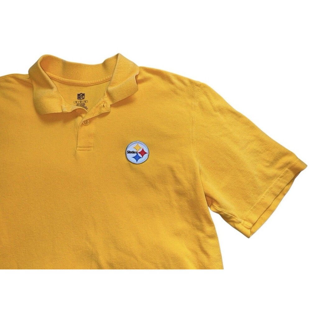 NFL Men’s Steelers Yellow Polo Shirt W/ Logo Size Medium - Picture 2 of 6